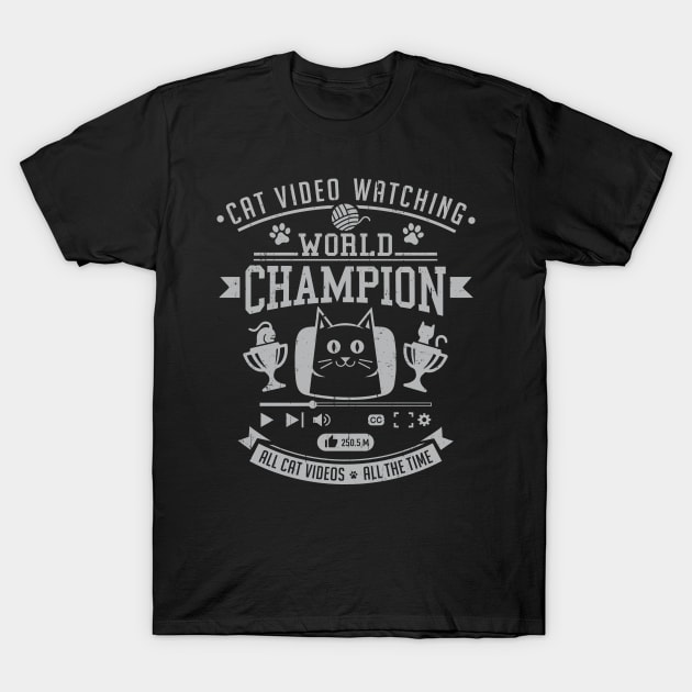 Cat Video Watching Champion T-Shirt by DeepFriedArt